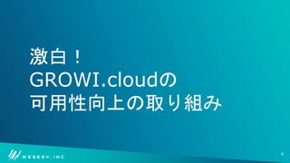 激白！
GROWI.cloudの
可用性向上の取り組み
9
 