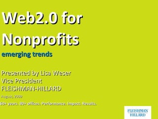 Web2.0 for Nonprofits emerging trends ,[object Object],[object Object]