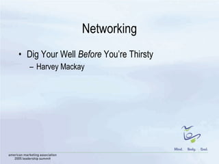 Networking Dig Your Well  Before  You’re Thirsty Harvey Mackay 