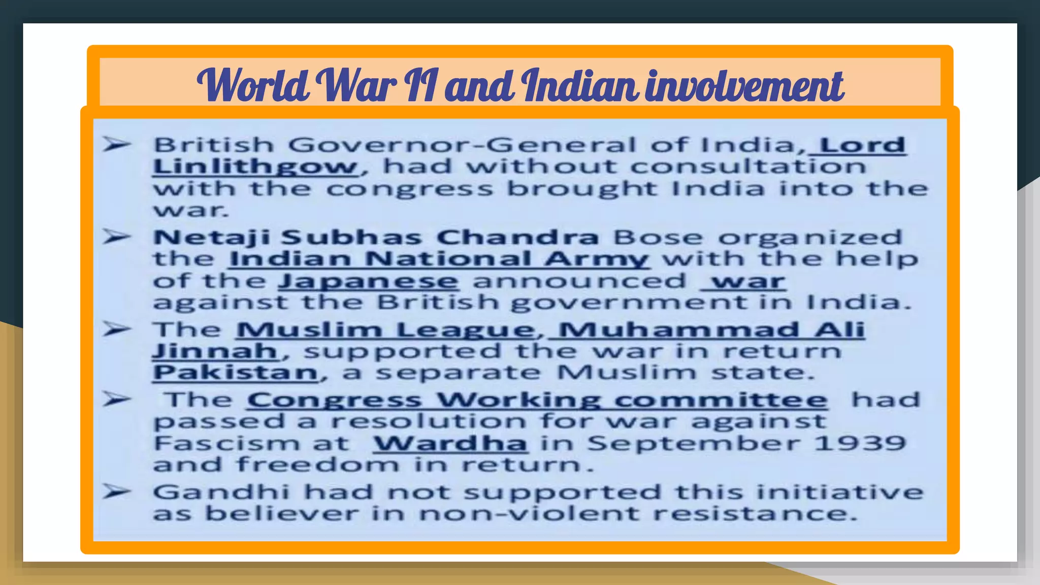 World War II and Indian involvement
 