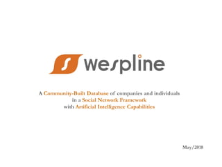 May/2018
A Community-Built Database of companies and individuals
in a Social Network Framework
with Artificial Intelligence Capabilities
 