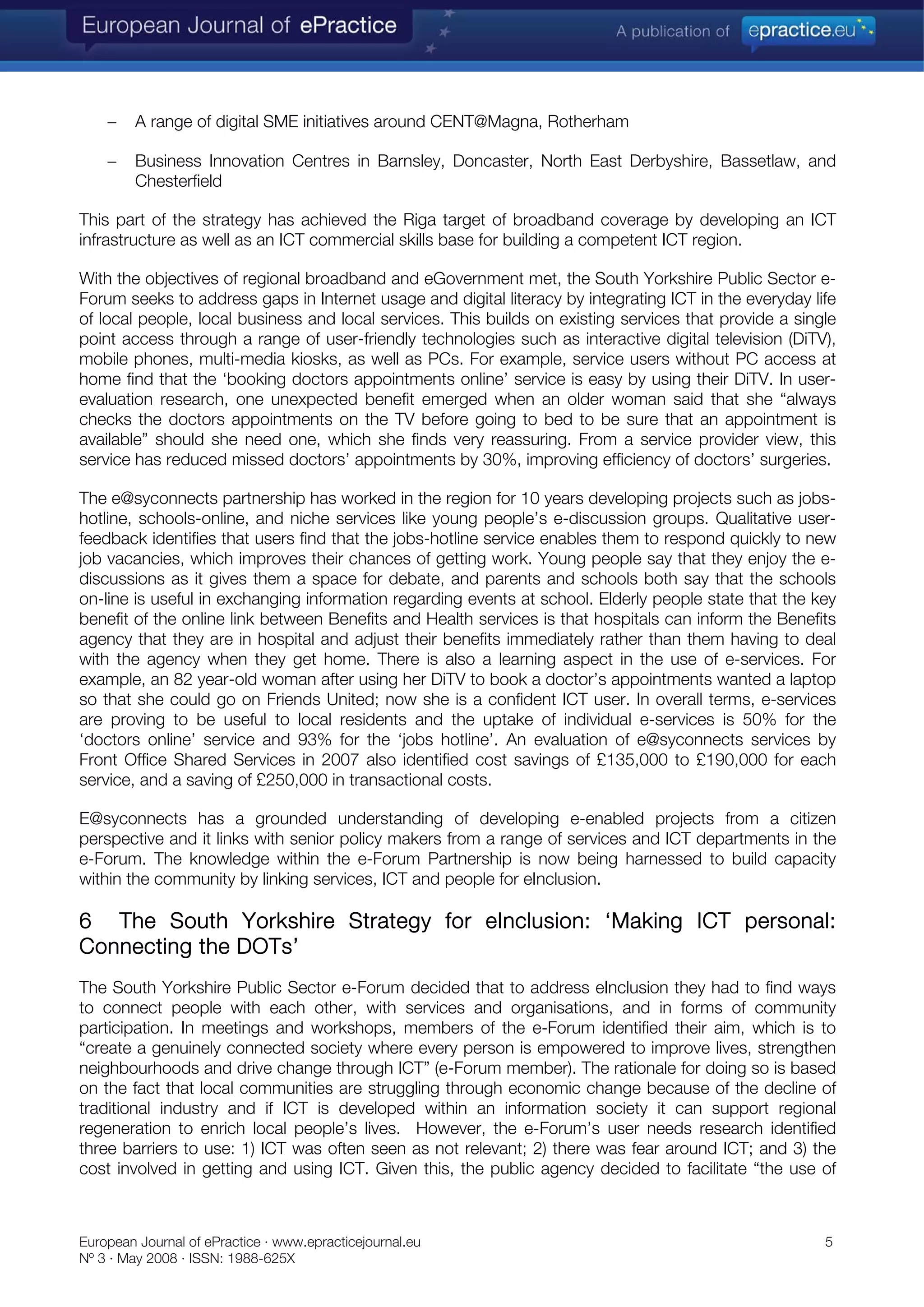 Creating a regional agency to foster eInclusion: the case of South Yorkshire, UK