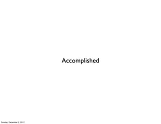 Accomplished




Sunday, December 2, 2012
 