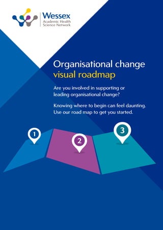 Organisational change
visual roadmap
1
2
3
Are you involved in supporting or
leading organisational change?
Knowing where to begin can feel daunting.
Use our road map to get you started.
 