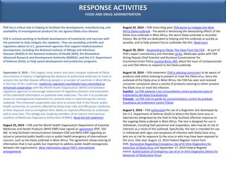 RESPONSE ACTIVITIES 
FOOD AND DRUG ADMINSTRATION 
FDA has a critical role in helping to facilitate the development, manufa...
