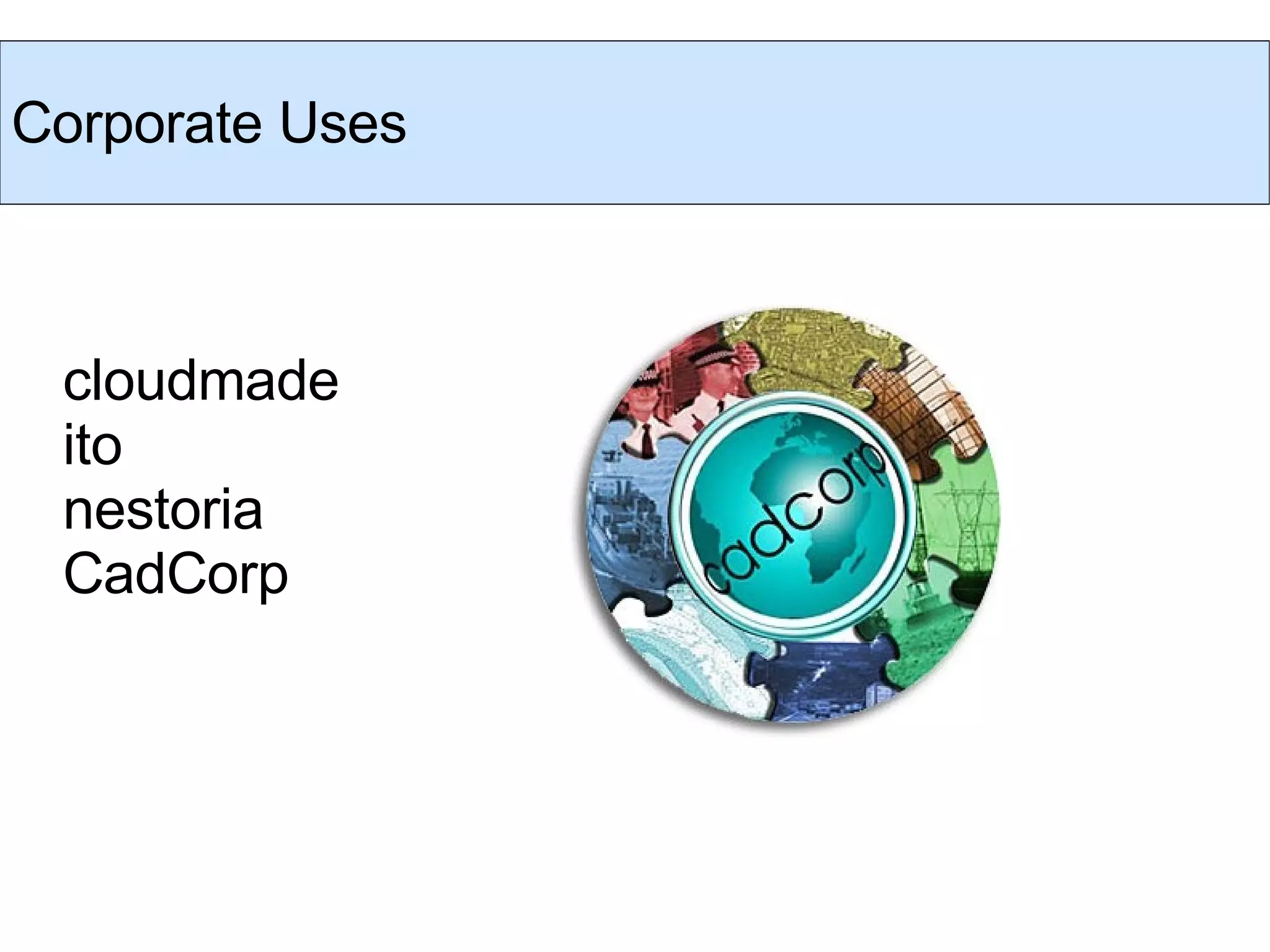 cloudmade ito nestoria CadCorp Corporate Uses 