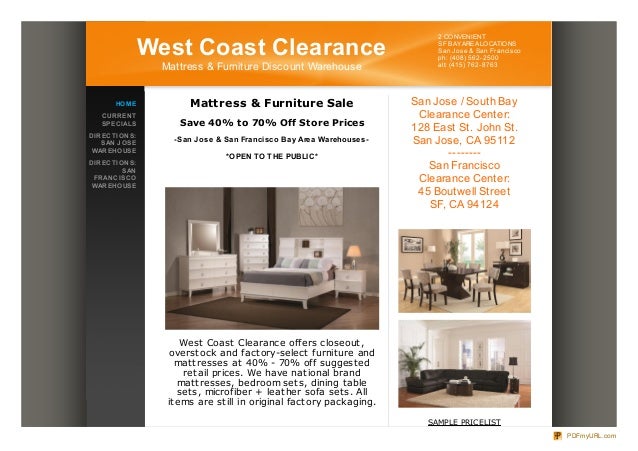 West Coast Clearance Mattress Furniture Warehouse Clearance Bed