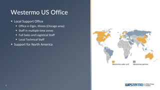 4
▪ Local Support Office
▪ Office in Elgin, Illinois (Chicago area)
▪ Staff in multiple time zones
▪ Full Sales and Logistical Staff
▪ Local Technical Staff
▪ Support for North America
Westermo US Office
Westermo sales unit Westermo partner
 