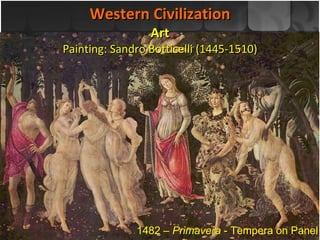 Western Civilization Art Painting: Sandro Botticelli (1445-1510) 1482 –  Primavera  - Tempera on Panel 