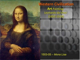 1503-05 –  Mona Lisa   Western Civilization Art  Painting:  Leonardo da Vinci  (1452-1519) 