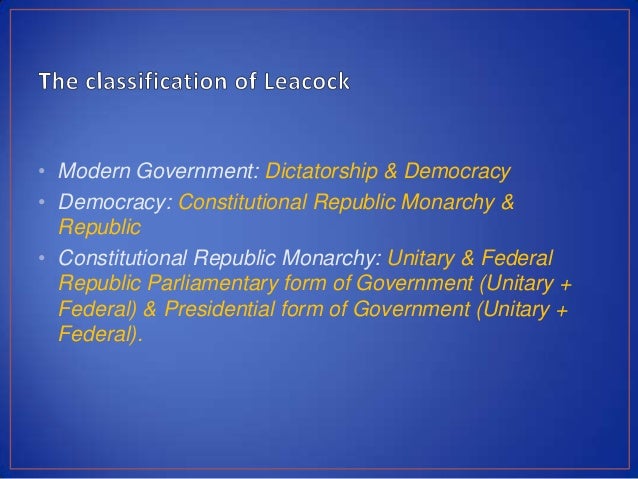 western classification of government 3 form of government