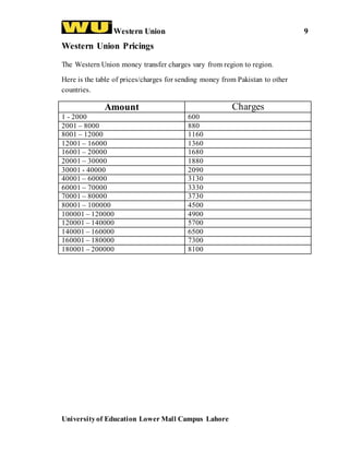 Western Union Project on 4 P s of marketing PDF