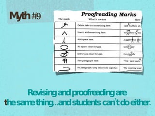 Revising and proofreading are  t he same thing...and students cant do either. Myth #9  