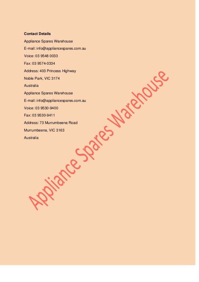 Westinghouse spare parts from appliance spares warehouse to keep home