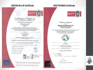 AS9100 Rev.B Certificate       ISO/TS16949 Certificate




                           w
 