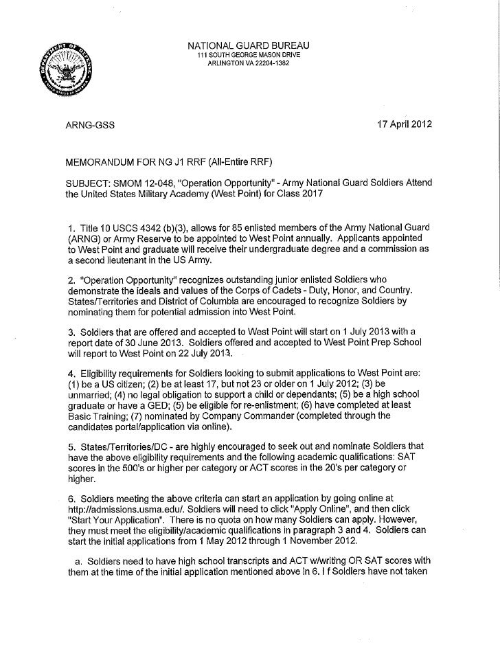 West Point memo