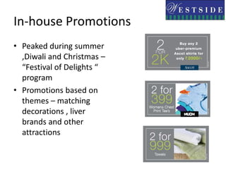 Cont.Mens WearFormals,casuals,ethnic ,sports wear,part wearLatest stylesHouseholdTowels,bathroom sets etcWell coordinated,allowed mix n matchNew introductions each week