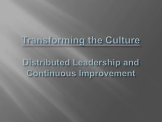 Transforming the CultureDistributed Leadership and Continuous Improvement 