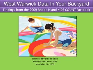 West Warwick Data In Your Backyard Findings from the 2009 Rhode Island KIDS COUNT Factbook Presented by Elaine Budish Rhode Island KIDS COUNTNovember 10, 2009 