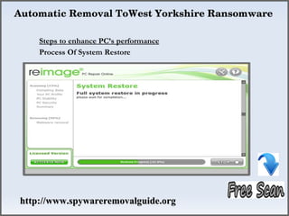 Automatic Removal ToWest Yorkshire Ransomware

    Steps to enhance PC’s performance
    Process Of System Restore




http://www.spywareremovalguide.org
 