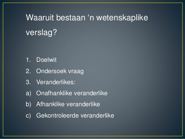Wetenskaplike verslag