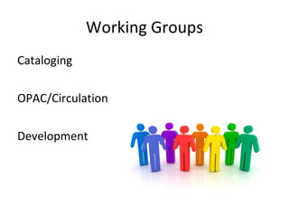 Working Groups Cataloging  OPAC/Circulation Development 
