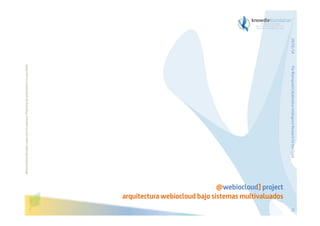 The Bioinspired Collaborative Intelligence Research for the Cloud

Before printing this slides, make sure it is necessary. Protecting the environment is in your hands   

29/01/14

@webiocloud] project
arquitectura webiocloud bajo sistemas multivaluados
51

 