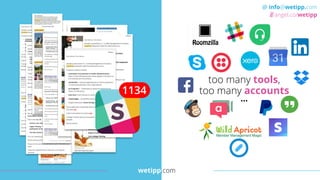 wetipp.com
@ info@wetipp.com
angel.co/wetipp
too many tools,
too many accounts
…
 