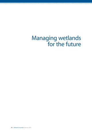 39 / Wetlands Australia February 2015
Managing wetlands
for the future
 