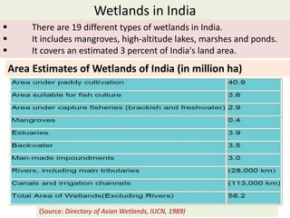 Various wetlands in India 
 
