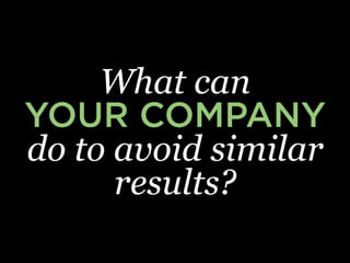 What can
YOUR COMPANY
do to avoid similar
results?
 