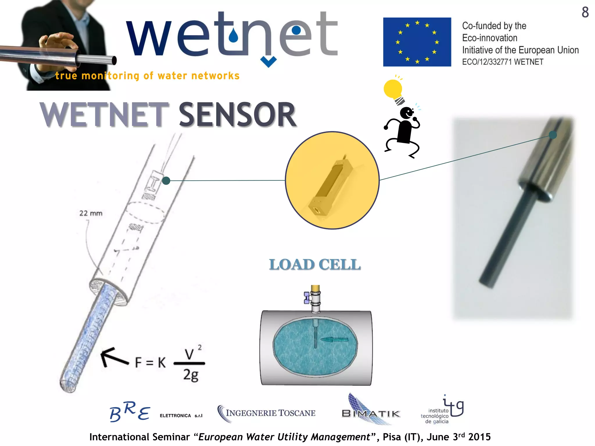 International Seminar “European Water Utility Management”, Pisa (IT), June 3rd 2015
LOAD CELL
WETNET SENSOR
8
 