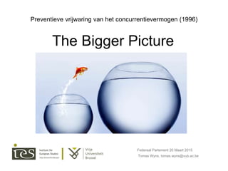 Preventieve vrijwaring van het concurrentievermogen (1996)
Tomas Wyns, tomas.wyns@vub.ac.be
Federaal Parlement 20 Maart 2015
The Bigger Picture
 