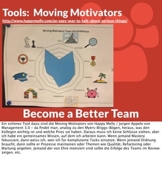 Die wichtigste Leistung, die das
Management im 21. Jahrhundert erbringen
muss, besteht darin, auf ähnliche Weise die
Produktivität der Wissensarbeit und der
Wissensarbeiter zu steigern.

?

Und wie machen wir das?
Die Antwort ist ganz einfach: wir sind die Maschinenbauer des Informationszeitalter.
Die Industrialisierung hat über Maschinen die manuelle Arbeit automatisiert, wir
automatisieren über Software die Wissensarbeit. Damals war der Preis dafür die
Spezialisierung, heute ist der Preis die Komplexität - und Komplexität ist etwas, mit dem
Individuen nicht umgehen können, sehr wohl aber Teams mit kontinuierlicher Verbesserung
und Adaption.

 