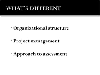 Organizational structure Project management  Approach to assessment 