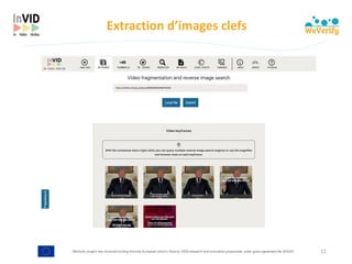 WeVerify project has received funding from the European Union's Horizon 2020 research and innovation programme under grant agreement No 825297
Extraction	d’images	clefs
11
 