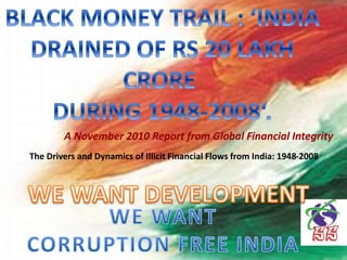 The Drivers and Dynamics of Illicit Financial Flows from India: 1948-2008
A November 2010 Report from Global Financial Integrity
 