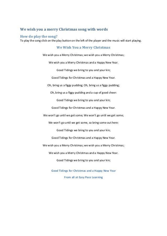 We Wish You A Merry Christmas Song With Words We Wish You A Merry Christmas Song With Words