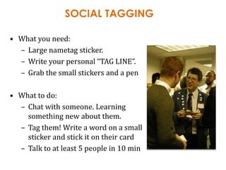 SOCIAL TAGGING




       REFLECTIONS

Why might tagging be valuable
      for your work?
 