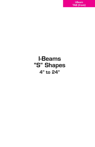I-Beams
“S” Shapes
4” to 24”
I-Beam
TAB (front)
 