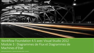 Workflow Foundation 4.5 avec Visual Studio 2012 
Module 3 : Diagrammes de Flux et Diagrammes de 
Machines d’Etat 
WORKFLOW FOUNDATION 4.5 | MOSTEFAI MOHAMMED AMINE | JUIN 2013 1 
 