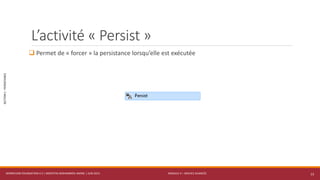 MODULE 4 – SERVICE AVANCÉS
SECTION1:PERSISTANCE
L’activité « Persist »
 Permet de « forcer » la persistance lorsqu’elle est exécutée
WORKFLOW FOUNDATION 4.5 | MOSTEFAI MOHAMMED AMINE | JUIN 2013 13
 
