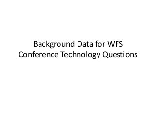 Background Data for WFS
Conference Technology Questions
 