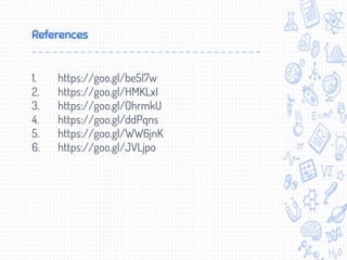 References
1. https://goo.gl/be5l7w
2. https://goo.gl/HMKLxI
3. https://goo.gl/0hrmkU
4. https://goo.gl/ddPqns
5. https://goo.gl/WW6jnK
6. https://goo.gl/JVLjpo
 