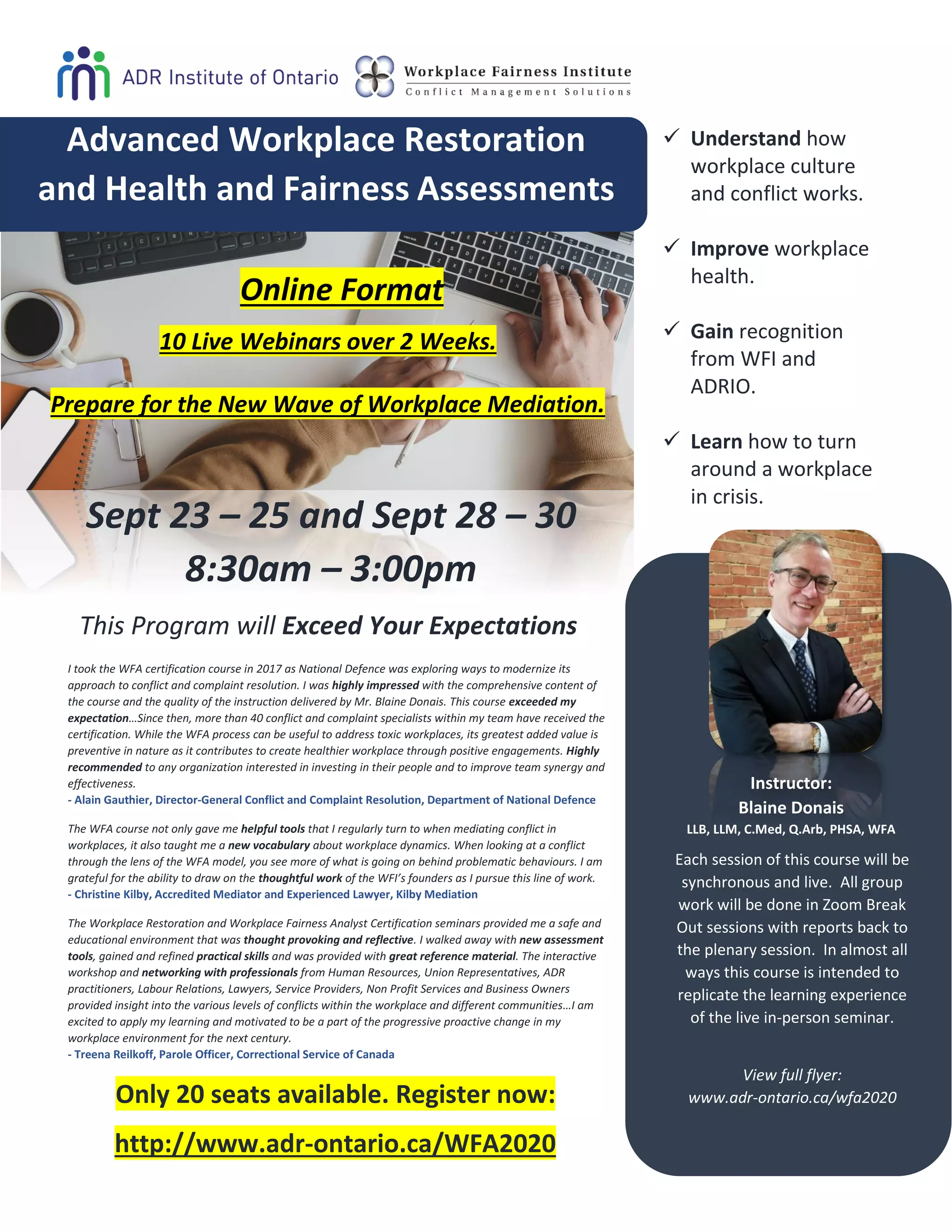 Advance Workplace Restoration & Health and Fairness Assessments H SET