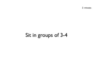 2 minutes




Sit in groups of 3-4
 