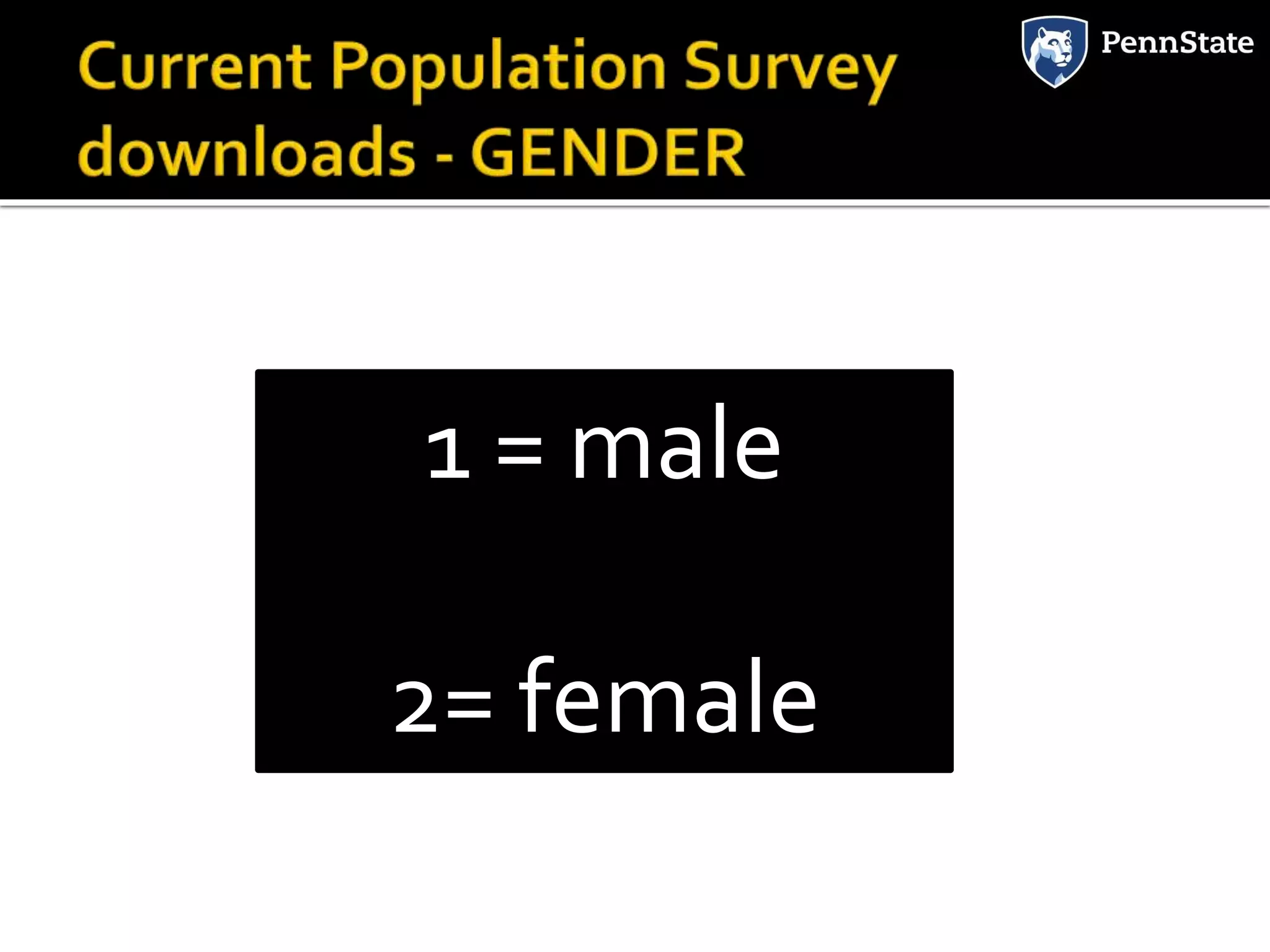 1 = male
2= female
 
