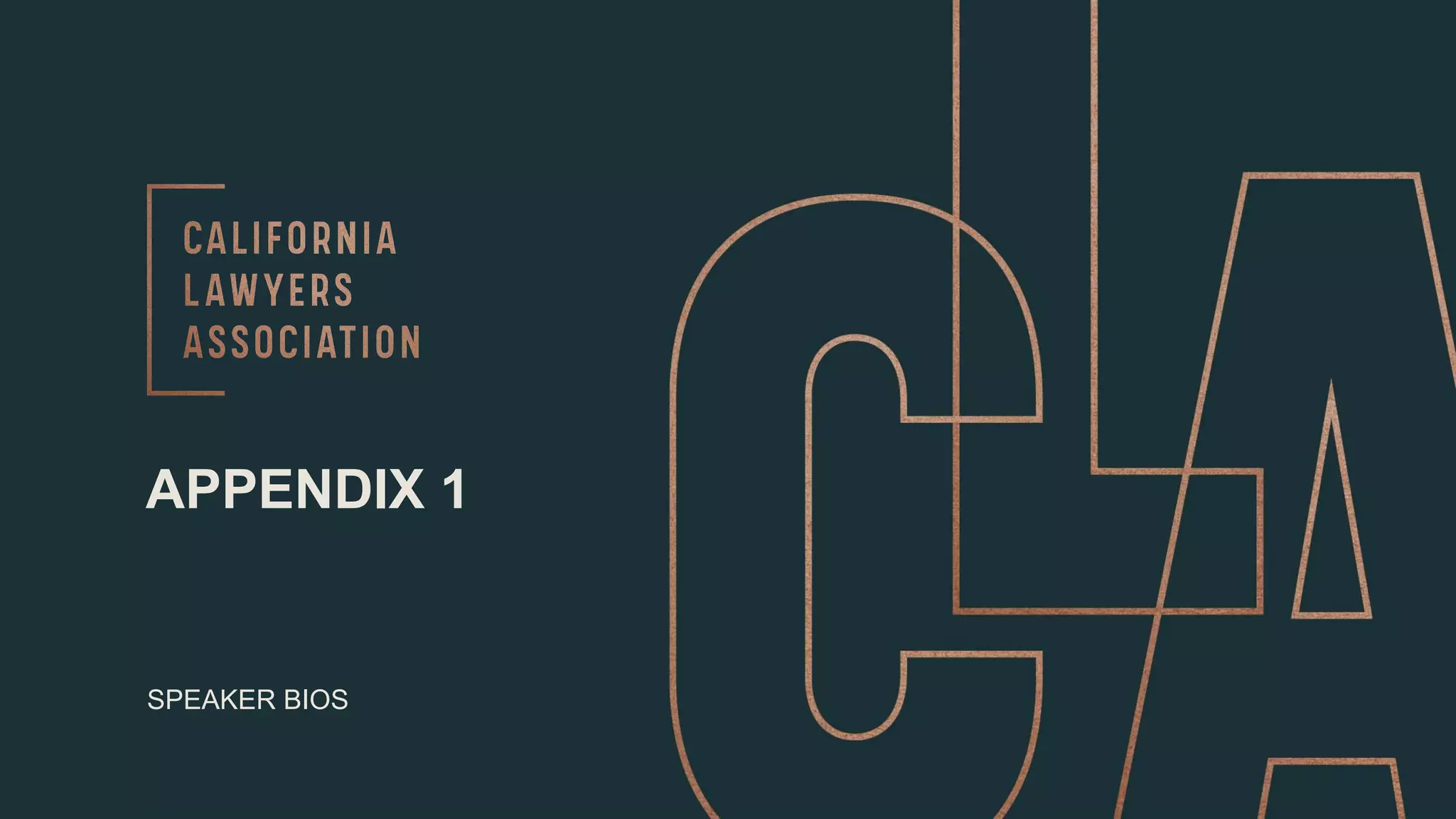 APPENDIX 1
SPEAKER BIOS
 