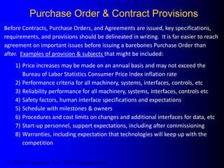 © 1986-2015 Samuel H. Pratt / SHP Consulting Limited
Purchase Order & Contract Provisions
Before Contracts, Purchase Order...