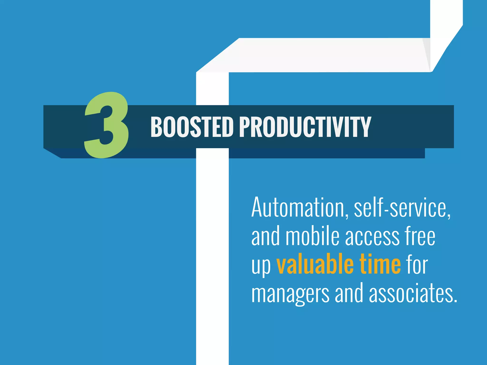 Automation, self-service,
and mobile access free
up valuable time for
managers and associates.
3 BOOSTED PRODUCTIVITY
 